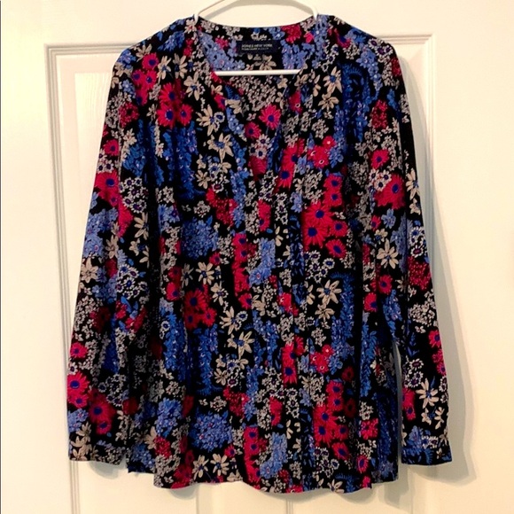 Jones New York Tops - Jones New York Long Sleeve Blouse with Mandarin Collar